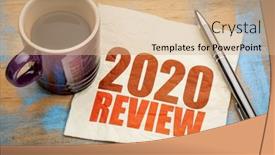  Presentation with business review - Theme enhanced with 2020-year-review-text background and a coral colored foreground