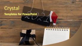  Presentation with 2021 - Cool new PPT theme with 2021-chalkboard-with-outlined-text backdrop and a tawny brown colored foreground