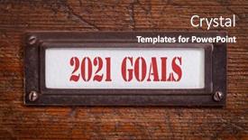  Presentation with 2021 - PPT theme consisting of 2021-goals-a-label background and a tawny brown colored foreground