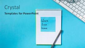  Presentation with goals - Slides featuring 2021-goals-on-his-notebook background and a light blue colored foreground