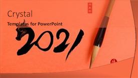  Presentation with chinese new year 2021 - Colorful PPT theme enhanced with 2021-is-year backdrop and a coral colored foreground