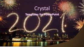  Presentation with new year - Audience pleasing PPT theme consisting of 2021-new-year-fireworks-over backdrop and a wine colored foreground