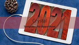  Presentation with new year card - Cool new presentation design with 2021-number-in-vintage-letterpress backdrop and a tawny brown colored foreground