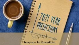  Presentation with spiral notebook - Amazing presentation design having 2021-predictions-handwriting backdrop and a coral colored foreground