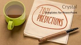  Presentation with 2021 - Beautiful PPT theme featuring 2021-predictions-handwriting backdrop and a coral colored foreground