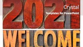  Presentation with new year card - PPT layouts having 2021-welcome-isolated-word-abstract background and a tawny brown colored foreground