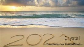  Presentation with 2021 - Amazing theme having 2021-year-on-the-sea backdrop and a coral colored foreground