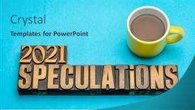  Presentation with 2021 - Colorful presentation theme enhanced with 2021-year-speculations-concept-text backdrop and a cyan colored foreground