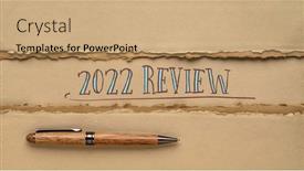  Presentation with summary - Presentation theme with 2022-review-web-banner-writing background and a coral colored foreground