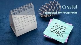  Presentation with resolutions - PPT layouts having 2023-goals-handwriting-in-black background and a ocean colored foreground