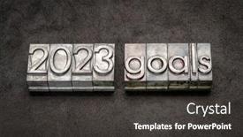  Presentation with setting goals - Slide deck having 2023-goals-in-grunge-metal background and a dark gray colored foreground