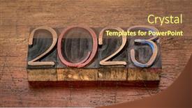  Presentation with new year card - Presentation with 2023-number-abstract-in-vintage background and a coral colored foreground
