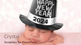  Presentation with new baby girl - PPT theme having 2024-newborn-baby-girl-wearing and a coral colored foreground