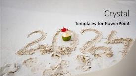  Presentation with coconut - Presentation theme having 2024-written-in-white-sand background and a light gray colored foreground