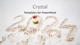  Presentation with coconut - Slide set having 2024-written-in-white-sand background and a white colored foreground