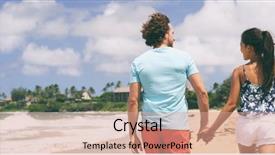  Presentation with young happy couple - Slides enhanced with holding hands walking on hawaii background and a coral colored foreground