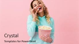  Presentation with eating - Cool new presentation design with 20s eating popcorn from bucket backdrop and a lemonade colored foreground