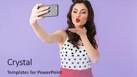  Presentation with black dot - Audience pleasing presentation design consisting of 20s in vintage polka dot backdrop and a light blue colored foreground