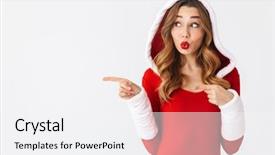  Presentation with christmas red - Beautiful presentation theme featuring 20s wearing christmas red dress backdrop and a white colored foreground