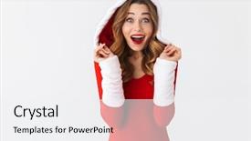  Presentation with red and white festive - Presentation theme featuring 20s wearing christmas red dress background and a  colored foreground