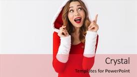  Presentation with girl in red dress - Cool new presentation theme with 20s wearing christmas red dress backdrop and a  colored foreground