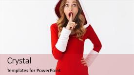  Presentation with christmas red - PPT theme consisting of 20s wearing christmas red dress background and a  colored foreground