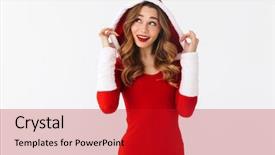  Presentation with girl christmas - Beautiful presentation featuring 20s wearing christmas red dress backdrop and a  colored foreground