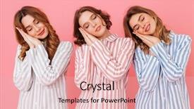  Presentation with cute girlish - Presentation theme featuring 20s wearing colorful striped pajamas background and a lemonade colored foreground