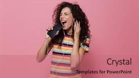  Presentation with pink musik - Cool new PPT theme with 20s with curly hair sing backdrop and a coral colored foreground
