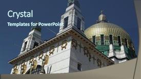  Presentation with triumph arch in innsbruck austria - PPT theme with austrian architect otto wagner background and a ocean colored foreground