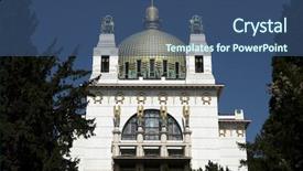  Presentation with vienna - Slide set having austrian architect otto wagner background and a ocean colored foreground