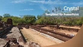  Presentation with ancient ruins - PPT theme consisting of 21st century - ancient royal palace ruins pollonaruwa background and a  colored foreground