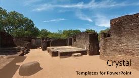  Presentation with ancient ruins - Presentation having 21st century - ancient royal palace ruins pollonaruwa background and a  colored foreground