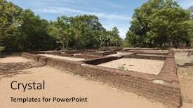  Presentation with ancient ruins - Presentation design consisting of 21st century - ancient ruins pollonaruwa sri lanka background and a  colored foreground
