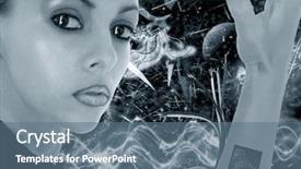  Presentation with medical science futuristic technology abstract - Amazing slides having 21st century - beautiful woman over abstract futuristic backdrop and a  colored foreground
