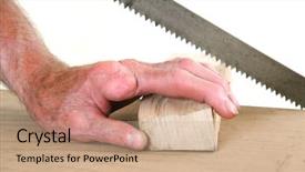  Presentation with finger - Theme with 21st century - joiner without one finger sawing background and a  colored foreground