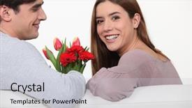  Presentation with anniversary - Cool new slide set with 25 anniversary - man giving flowers to his backdrop and a light gray colored foreground