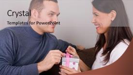  Presentation with anniversary - Audience pleasing slides consisting of 25 anniversary - young couple at home celebrating backdrop and a  colored foreground