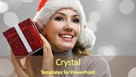  Presentation with anniversary - Presentation with 25 anniversary - young girl with christmas present background and a tawny brown colored foreground