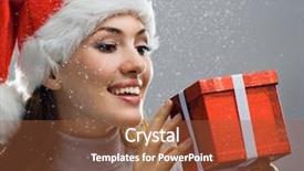  Presentation with anniversary - Colorful PPT theme enhanced with 25 anniversary - young girl with christmas present backdrop and a  colored foreground