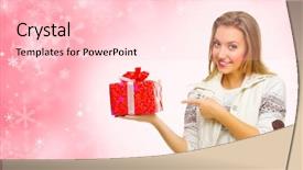  Presentation with anniversary - Presentation design consisting of 25 anniversary - young girl with gift box background and a lemonade colored foreground