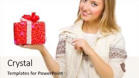  Presentation with anniversary - Slide set consisting of 25 anniversary - young girl with gift box background and a lemonade colored foreground