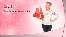  Presentation with young athletes box jumping - Slide set enhanced with 25 anniversary - young smiling girl with gift background and a  colored foreground