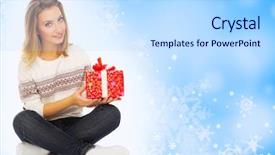  Presentation with anniversary blue - Amazing presentation design having 25 anniversary - young woman with gift boxes backdrop and a  colored foreground