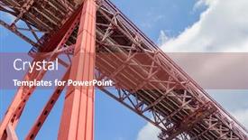  Presentation with suspension bridge - PPT theme with 25-de-abril-bridge-detail background and a red colored foreground