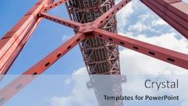  Presentation with suspension - Cool new PPT theme with 25-de-abril-bridge-detail backdrop and a light blue colored foreground