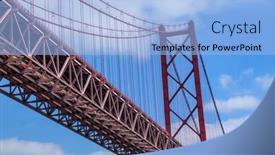  Presentation with suspension bridge - Presentation with 25-de-abril-bridge-detail background and a light blue colored foreground