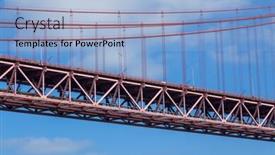  Presentation with suspension bridge - Colorful theme enhanced with 25-de-abril-bridge-detail backdrop and a light blue colored foreground