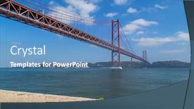  Presentation with suspension - Slides enhanced with 25-de-abril-bridge-ponte background and a teal colored foreground