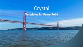  Presentation with suspension bridge - Theme with 25-de-abril-bridge-ponte background and a cobalt blue colored foreground